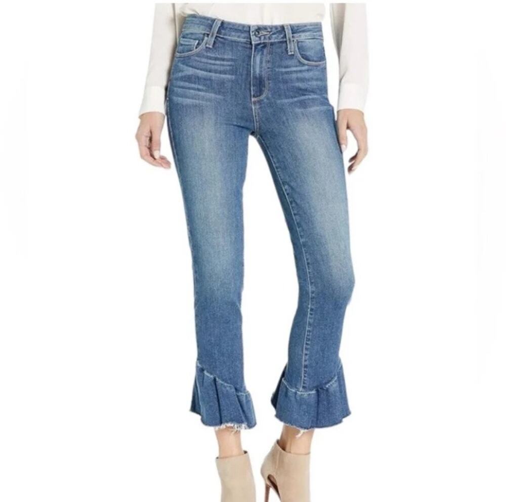 Womens Paige Hoxton Straight Ankle High Waist Ruffle Hem Jeans Size 28 EUC!
